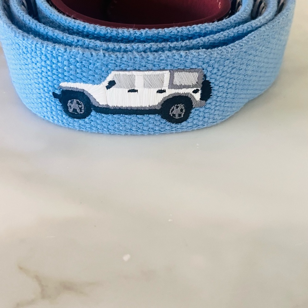 Men’s Blue Embroidered Belt with Jeeps Size 36